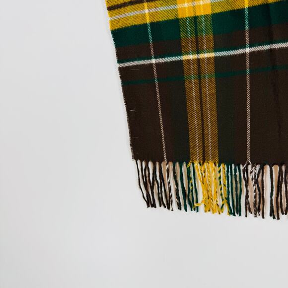 Merona Plaid Fringe Scarf Brown Green Yellow Tartan Size OS - Picture 5 of 6